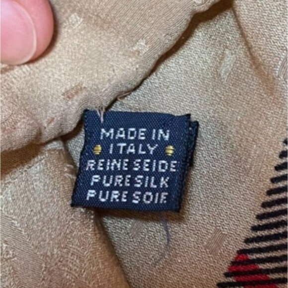 Burberry Silk Damask XL Scarf Nova Check Plaid Long Foulard Made Italy - Picture 8 of 10